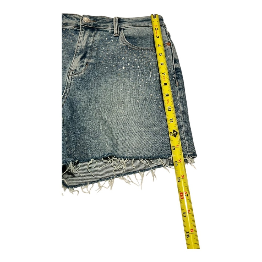 Judy Blue‎ Rhinestone Denim Shorts Size 28 Distressed Frayed Hem - Picture 12 of 13
